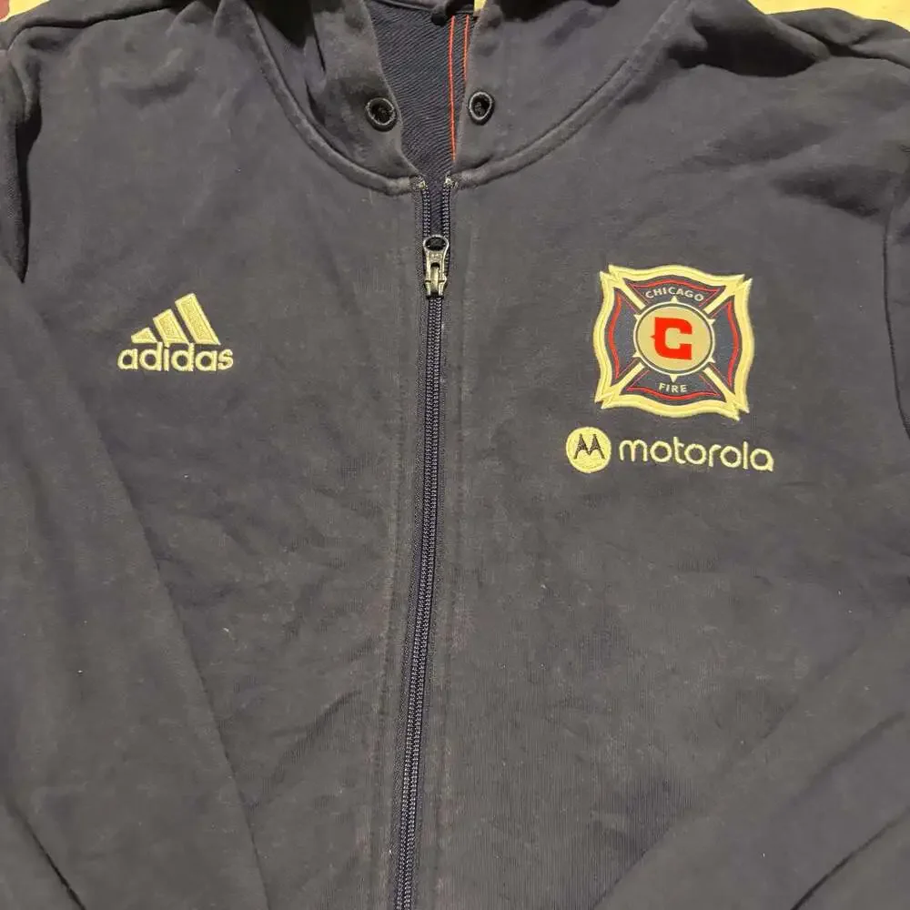 Adidas MLS Chicago Fire Anthem Full-Zip Hooded Jacket Navy